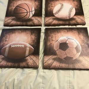 Set of 4 Sports Canvas Wall Art